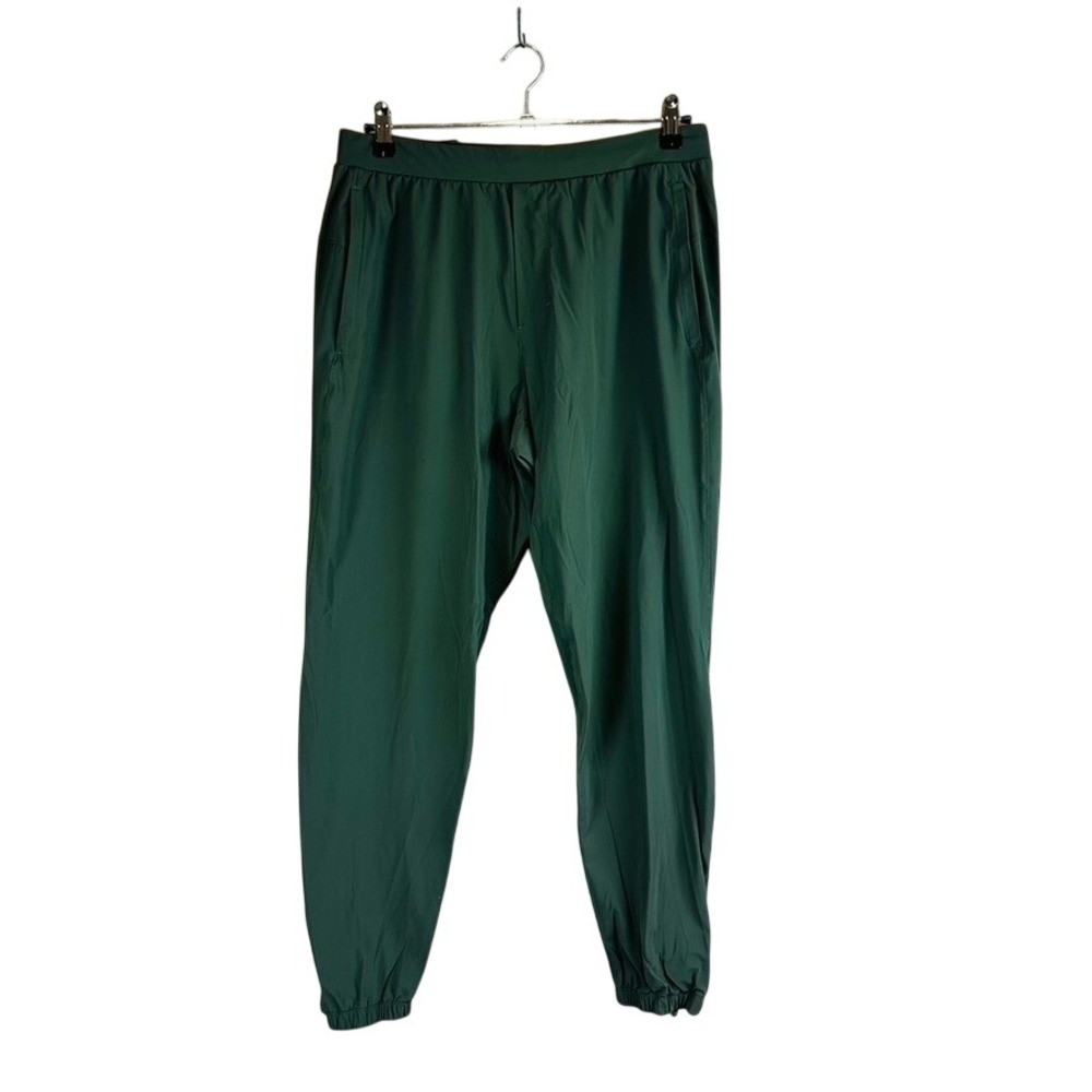 Lululemon Men's Surge Jogger Pants Large Green Logo Mid Rise Ankle Zip Workout